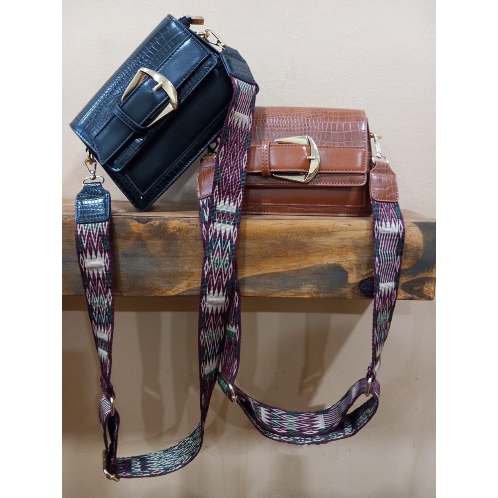 (1) Tribal Strap Convertible Crossbody Bag | Removable Woven Strap | Boho Chic